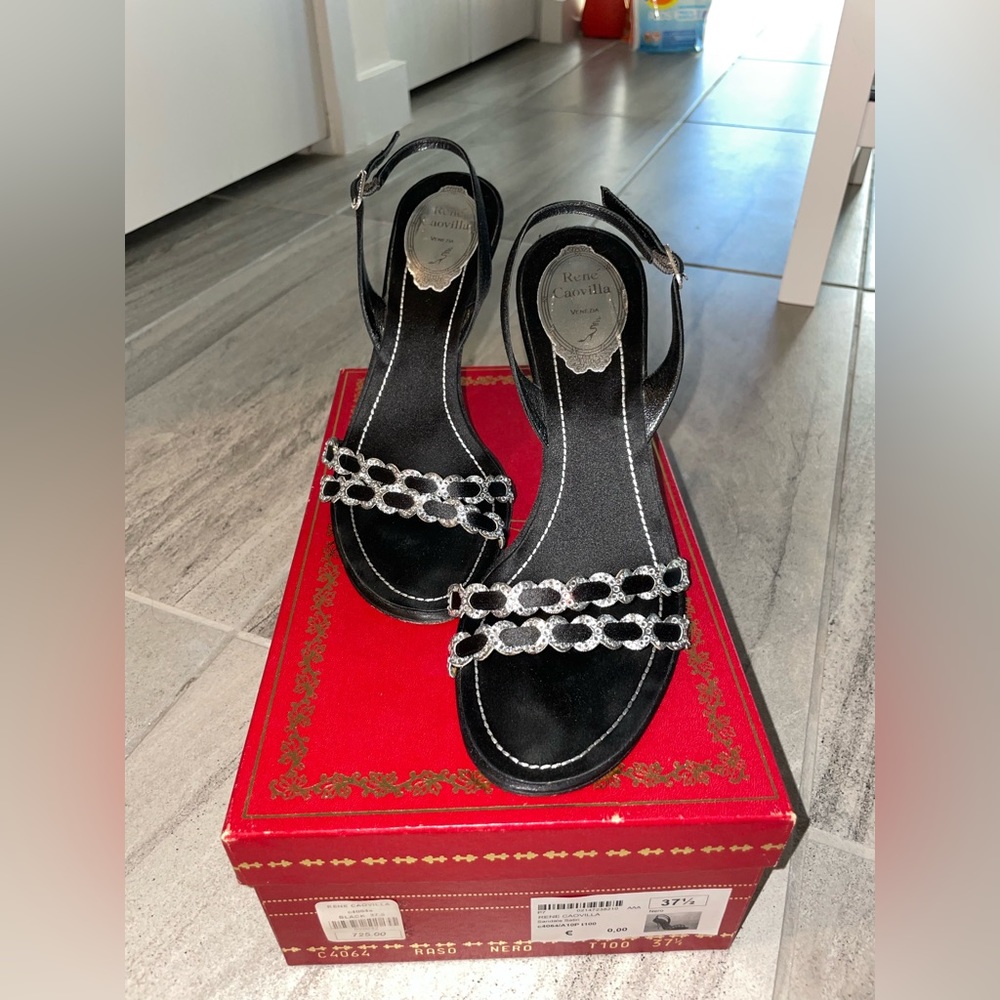 Black and silver heels